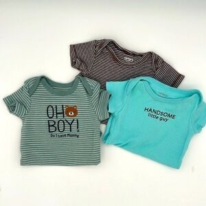 NWOT Carter’s 3 pack short sleeve striped one piece with snap closure NB